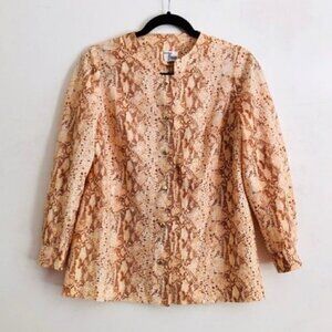 Vintage 1960 Puritan Forever Young Top M Snake Print Metallic Gold Shiny